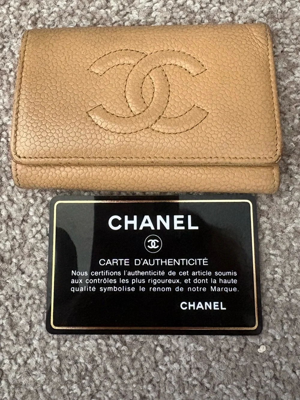 Auth Chanel Timeless CC Leather Key card Holder W/COA
